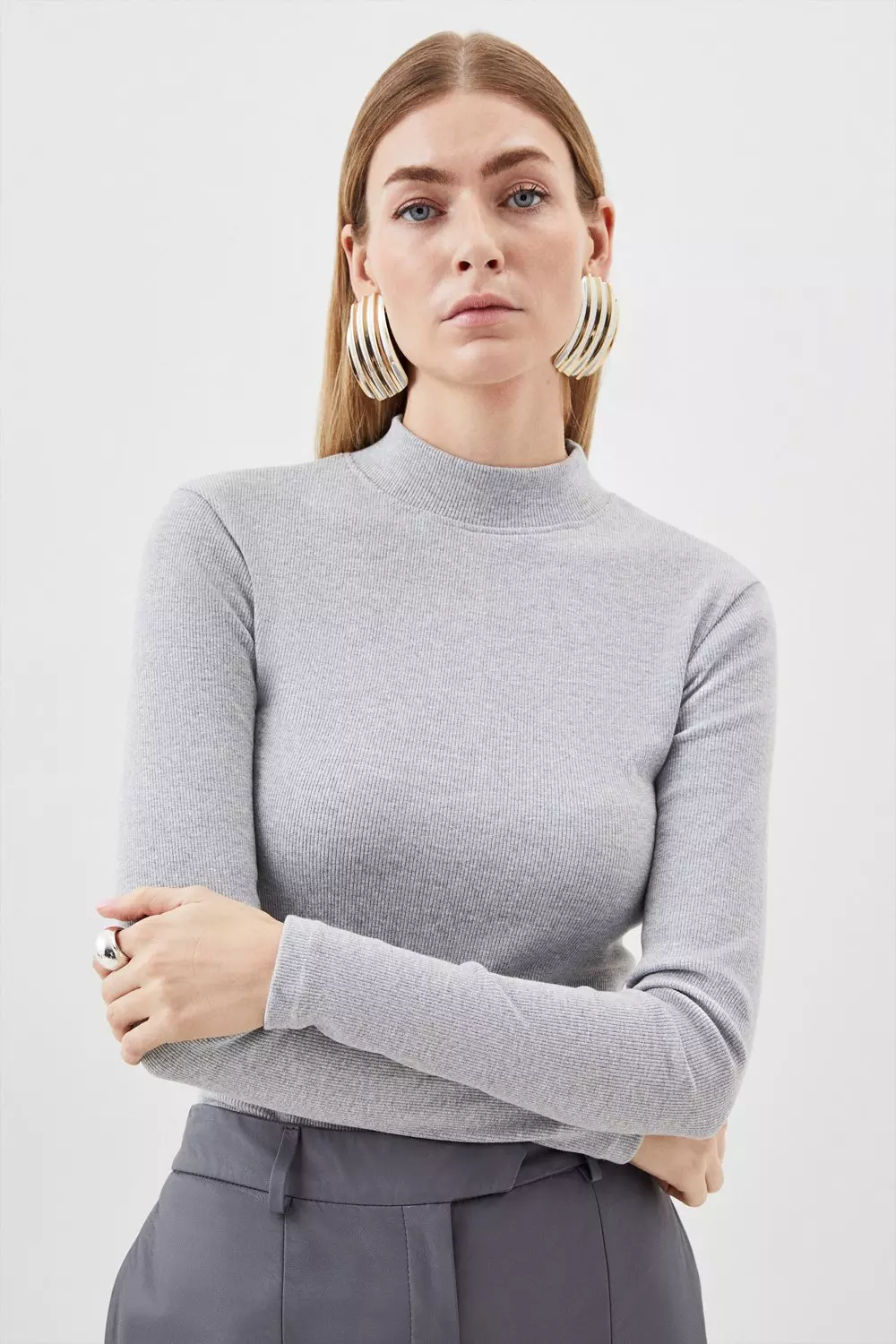 Grey ribbed roll on sale neck